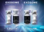A poster with two bottles of exosome and the text " exosme regenerative complex."